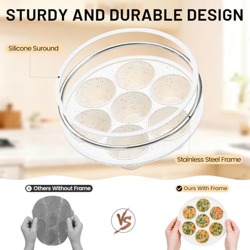 Vinino Silicone Air Fryer Muffin Pan with Reinforced Frame, Egg Bite Mold