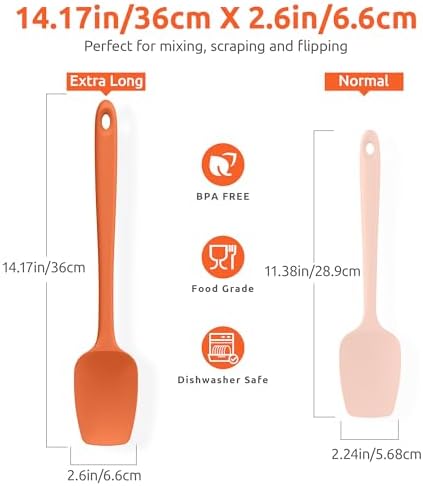 U-Taste 14" Long Silicone Spoonula, 600°F High Temp Spoon Spatula, Orange