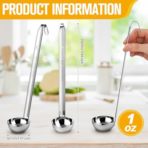 Meekoo 1 Pieces Stainless Steel Ladles with Pouring Rim Long Handle,1 Oz