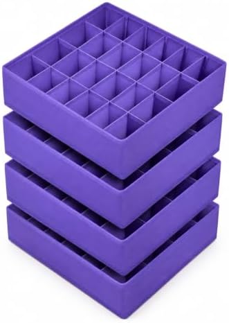 joyoldelf Sock Drawer Organizer Divider 4 Packs Underwear Organizer, 24 Cell Closet Organizers and Storage Organizer Sock Holders Organizers for Storing Socks, Handkerchiefs, Ties, Belts (Purple)