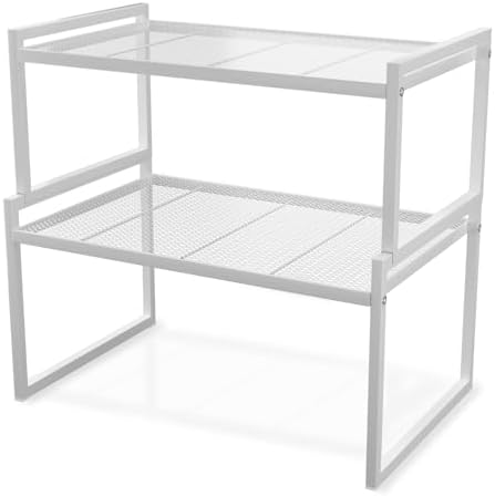 Stackable Kitchen Cabinet Organizer Shelves Pantry Rack Set of 2