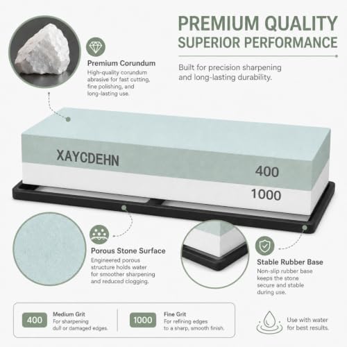 Knife Sharpening Stone 400/1000 Grit Whetstone for Kitchen Knives and Tools