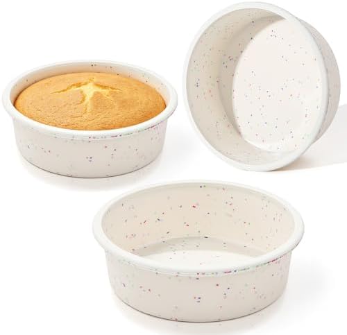 Vinino 6 Inch Silicone Round Cake Pans, 3 Pack with Metal Frame