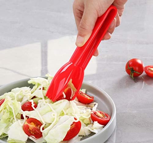 New Star Foodservice Utility Tong, High Heat Polycarbonate Plastic, Straight Edge, 6 Inch, Set of 12, Red