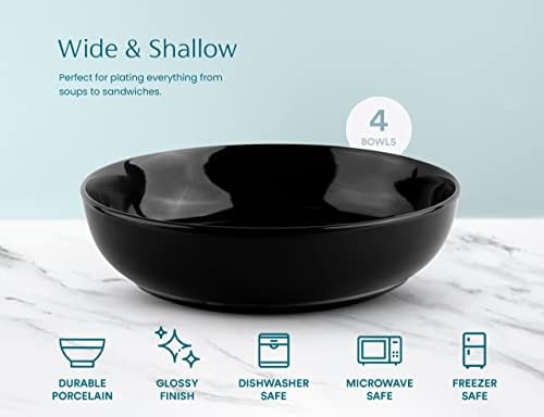 KooK Pasta Bowls, For Soups & Salads, Set of 4, 40 oz, Charcoal