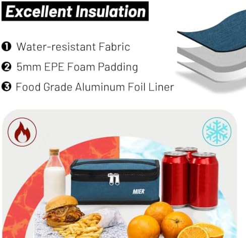 MIER Small Lunch Bag for Kids Compact Insulated Lunch Box, Ocean Depths