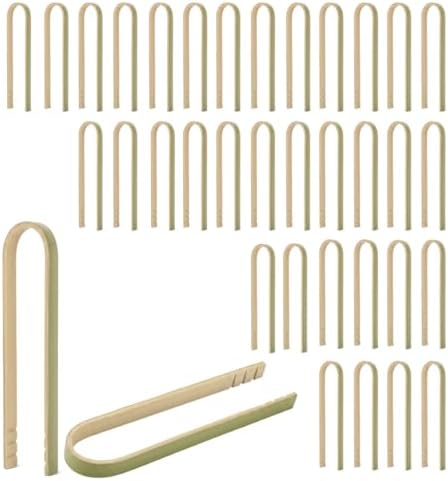 36Pcs Mini Bamboo Tongs For Charcuterie, Disposable Wooden Serving Tongs