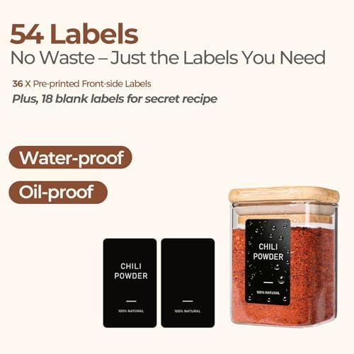 ComSaf Spice Jars 4oz 16 Pack, Seasoning Containers with labels 54 Labels