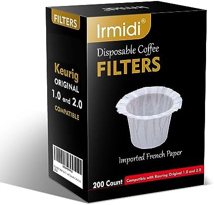 Irmidi 200 Count Disposable K Cup Filters, Coffee Filter Paper for Keurig Brewers Single Serve 1.0 and 2.0