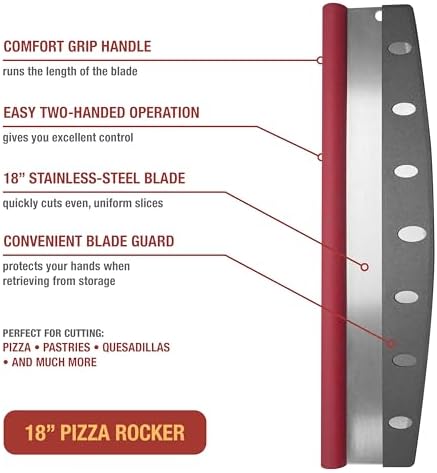 Old Stone Pizza Cutter Rocker Blade with Comfort Grip Handle, 18-Inch