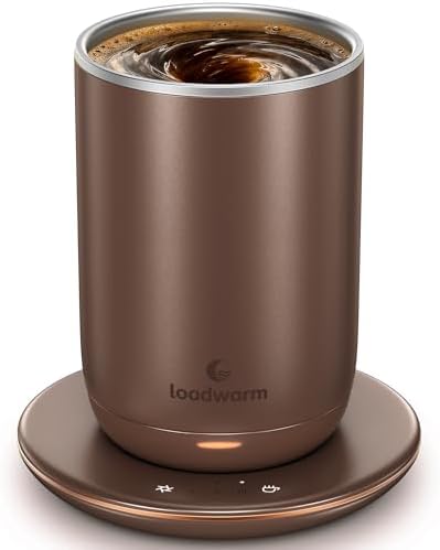 Self Heated Stirring Coffee Mug, 10oz Auto Mixing Cup with Warmer,Brown