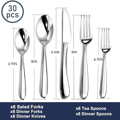 Heavy Duty Silverware Set for 6, Stainless Steel Flatware Cutlery Set