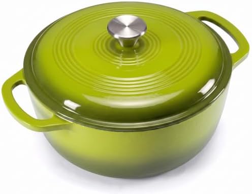 Sweetcrispy 6 Qt Enameled Cast Iron Dutch Oven Pot with Lid, Green