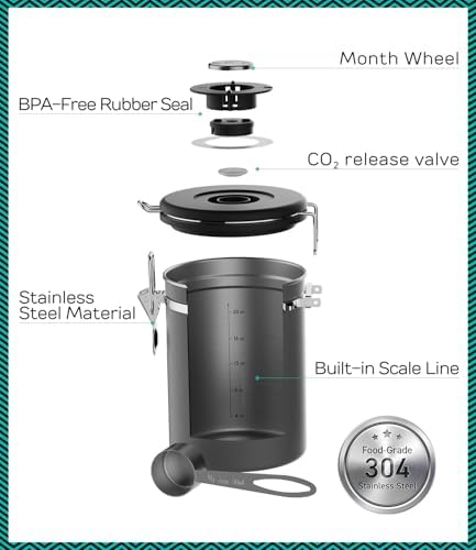 Coffee Gator Coffee Canister, 22oz Airtight Stainless Steel Container