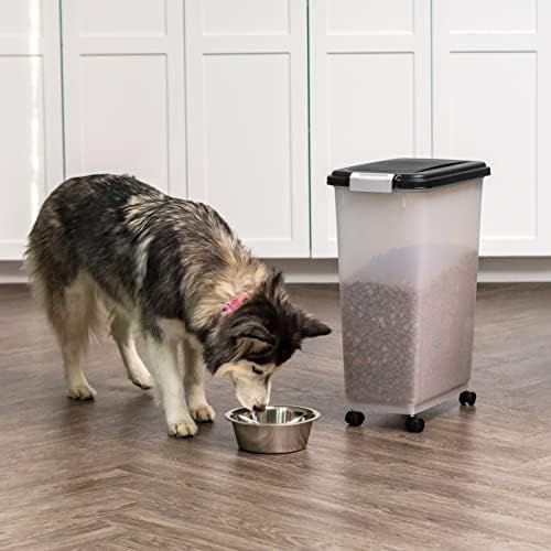 IRIS USA Dog Food Storage Container, Up to 38 lbs, Black, Made in USA