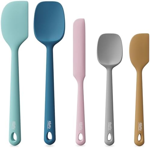 Redfly 5-Piece Food-Grade Silicone Spatula Set for Baking, Heat-Resistant