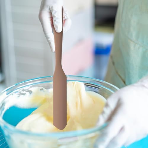 Silicone Jar Spatula,Non-Stick Heat Resistant Kitchen Thin Spatula,Sourdough Stirring Stick,Jam Spreader for Peanut Butter,Cake Cream Butter Spatulas for Scraping Icing Bread Cream (Red)