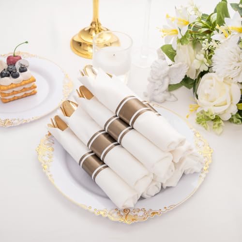 400PCS Gold Wrapped Silverware Disposable Fancy for Parties Weddings