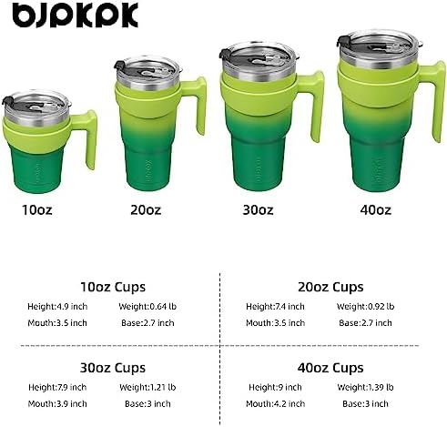 BJPKPK 40 oz Tumbler with Handle & Straw, Insulated Stainless Steel Mug