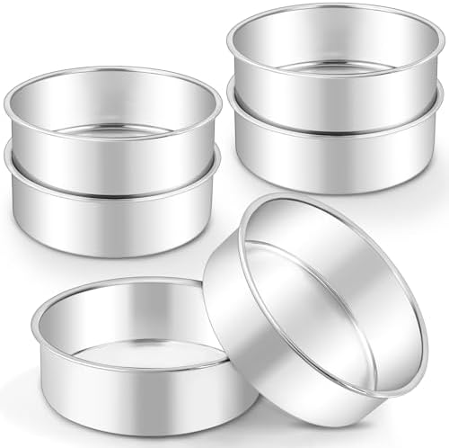 LIANYU 6 Inch Cake Pans Set of 6, Round Layer Cake Tins for Baking