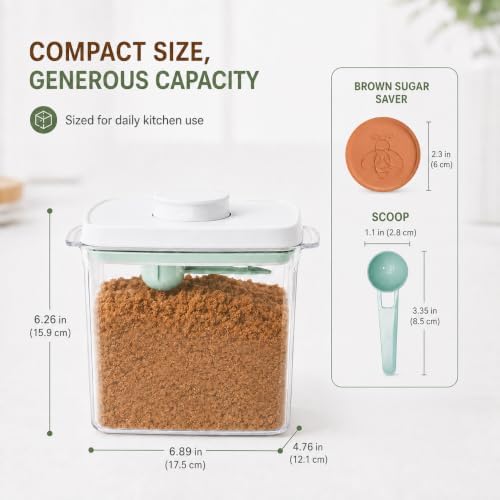 1.8 Qt Brown Sugar Container with Keeper, Scoop and Airtight Lid