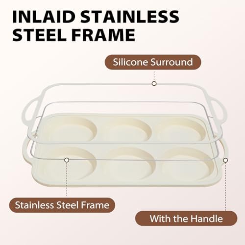Nonstick Silicone Muffin Top Pan: 4 Inch Jumbo Silicone Egg Molds Frame