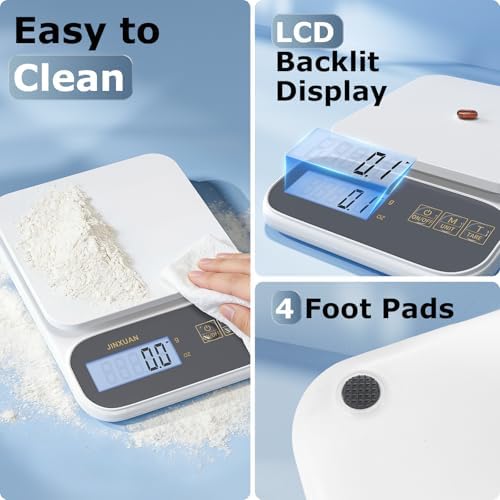 Kitchen Scale 5kg/0.1g Precision Food Scales for Kitchen Digital Scale Grams for Cooking Baking Weight Loss, Rechargeable Coffee Scale Food Weight Scale with Large Backlit LCD Display USB Cord