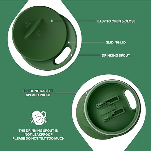 Ideus 16 oz Insulated Coffee Mug with Lid and Handle (Green Zebra)