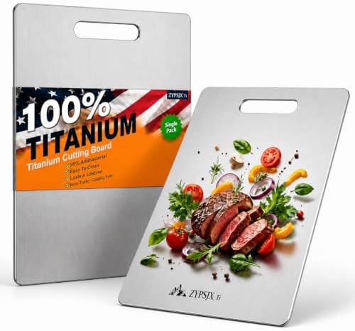 Titanium Cutting Board, 100% Pure Titanium Cutting Boards for Kitchen, Non-Toxic, Double-Sided Food Grade Chopping Board for Meat, Fruit & Daily Cooking 14"x10"