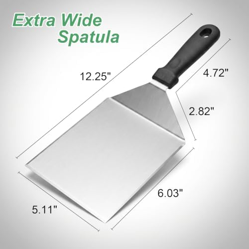 Cuttte Extra Wide Metal Smash Burger Spatula with Beveled Edges 6 x 5inches