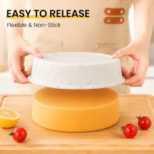 Vinino 6 Inch Silicone Round Cake Pans, 3 Pack with Metal Frame