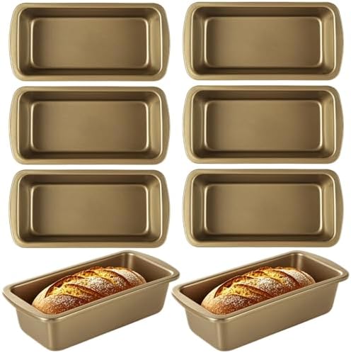 AKOLAFE 8 Pack Small Loaf Pans Nonstick 7.7x3.7 Banana Bread Pans for Homemade Bread Loaf Pan for Baking Bread Tin Metal Sourdough Bread Baking Pan Mini Sandwich Loaf Bread Pans Meatloaf Pan for Cake
