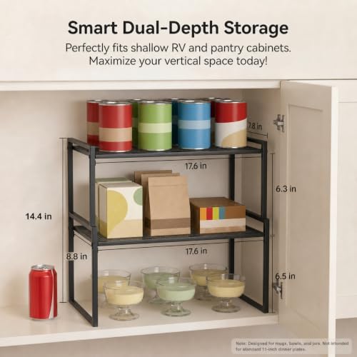 Stackable Kitchen Cabinet Organizer Shelves Pantry Rack Set of 2
