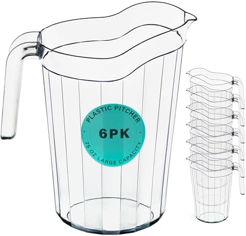 DecorRack 6 Pack 75 oz Polycarbonate Pitchers, Beverage Dispenser