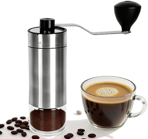 CEVING Mini Manual Coffee Grinder With 40 Adjustable Settings, Black