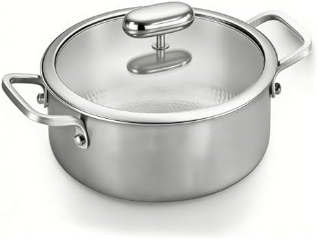 Titanium Soup Pot, Pure Titanium Hammered Stock Pot, Soup Pot for Pasta, Heavy Duty Induction Cooking Pot, Even Heating, Nonstick Thick Bottom Big Stockpot, Dishwasher Safe,8 Quarts