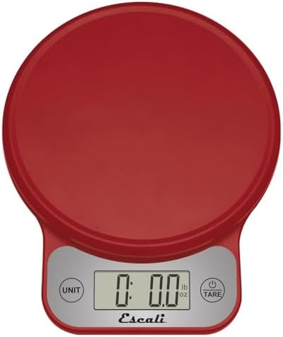 Escali Telero Digital Food Scale, High Precision Kitchen Scale for Cooking, Baking, Portion Control, Meal Prep, Weigh in Grams and Ounces, 11 lb Capacity, Red (T136)
