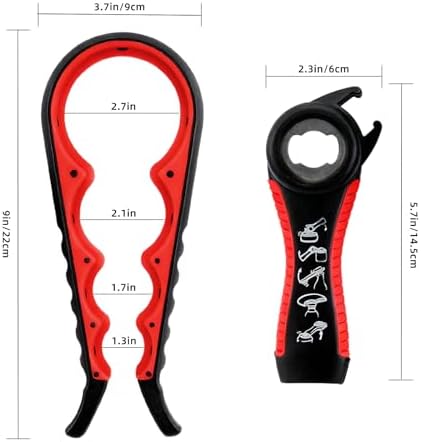 Bottle Opener for Arthritic Hand,Jar Opener for Old People, Children, Women, Those with Weak Hands,Multifunctional Kitchen Gadgets (B-red)