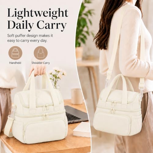 Lunch Bag for Women Large Insulated Lunch Box Double Deck Puffer Lunch Tote
