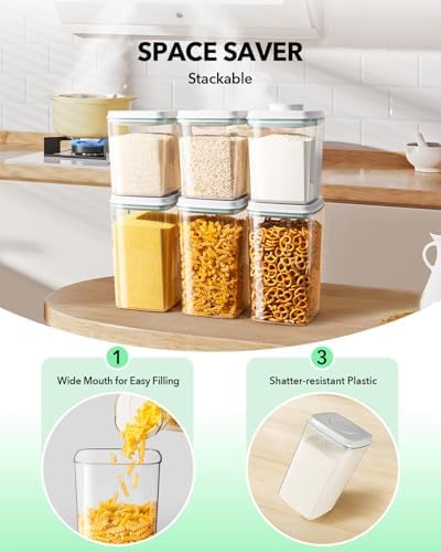 Ankou Food Storage Container Sets, 2.8 Qt *2+ 4.2 Qt *4 Airtight Canisters with Lids and 130ml Scoop, BPA-Free Plastic Pantry Containers for Flour, Sugar, Rice