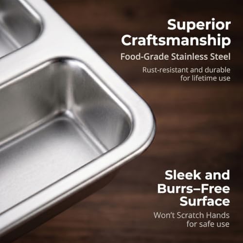 LIANYU Mini Loaf Pan, 8-Cavity Stainless Steel Baking Pan for Small Bread