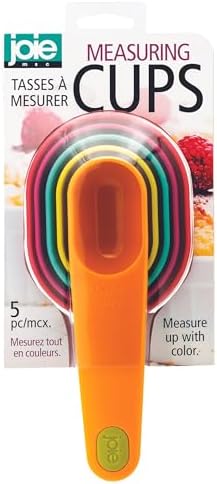 Joie Measuring Cups Set, Plastic, Assorted Colors, Baking, Cooking, Measure, Cakes, Cookies, Pies, 5 pc