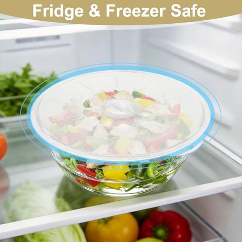 Keway 4.7 Quart Large Glass Mixing Bowl with Lid,Large Glass Bowl for Sourdough Bread Making,Kitchen Salad Bread Storage