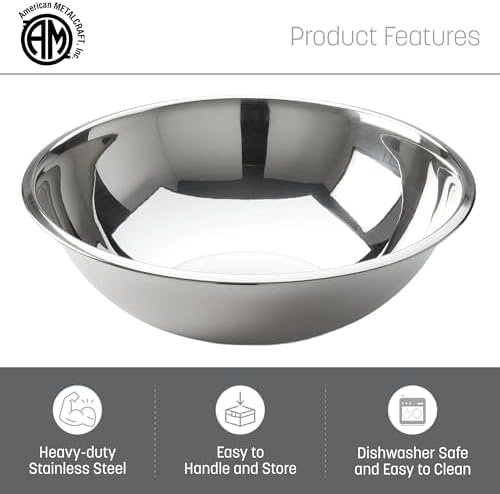 American METALCRAFT, Inc. SSB1600 Mixing Bowl, Stainless Steel, 16 Quarts, 17-1/2' Dia.