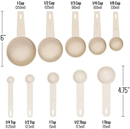 Beille Cream Wheat Straw 10PC Measuring Cups Spoons Set