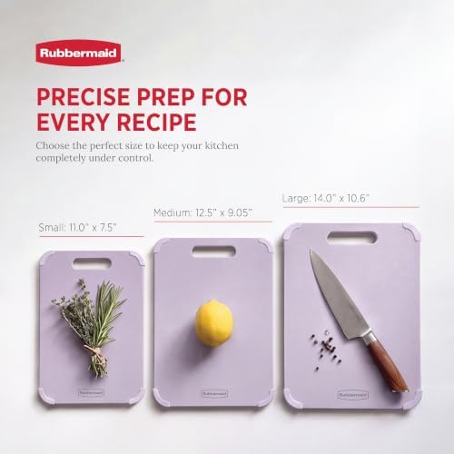 Rubbermaid 3pc Reversible Wheat Fiber Cutting Board Set | BPA Free Non Toxic Cutting Boards for Kitchen – Dishwasher Safe, Non-Slip Corners & Lightweight | For Meat, Veggies & Fruits