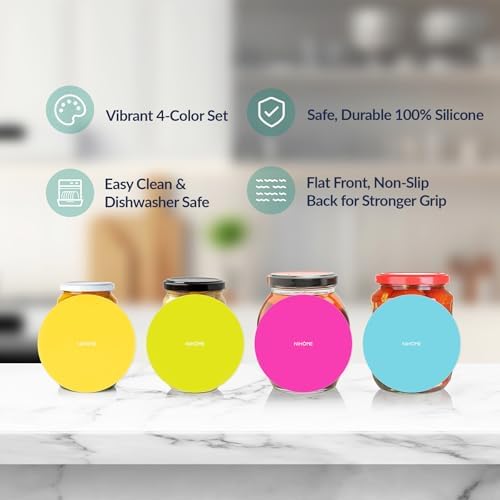 NiHome Silicone Jar Opener Gripper Pads, 6 In for Seniors, Fluorescent, 4PC