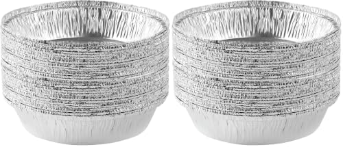 PLASTICPRO 7'' Inch Round Tin Foil Pans Disposable Aluminum, Freezer & Oven Safe - For Baking, Cooking, Storage, Roasting, & Reheating, Pack of 40