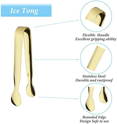6PCS Ice Tongs Mini Sugar Tongs 4.25Inch Tong for Serving Food Small Serving Tong, Kitchen Tong for Appetizers,Tea Party, Coffee Bar, Desserts by Sunenlyst (Silver and Gold)