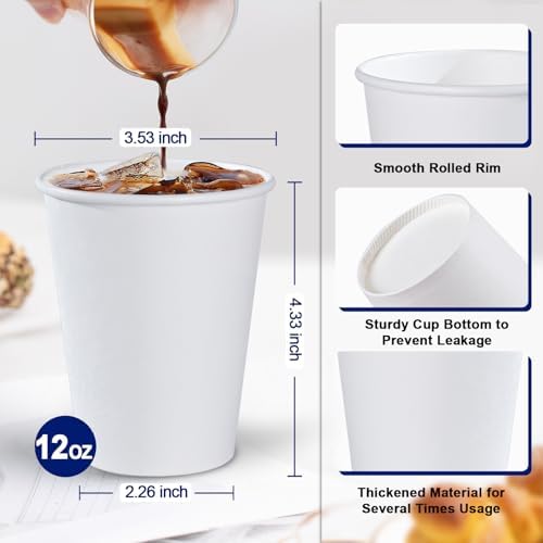 Lamosi 500 Count 12 oz Paper Coffee Cups, Disposable Paper Coffee Cups